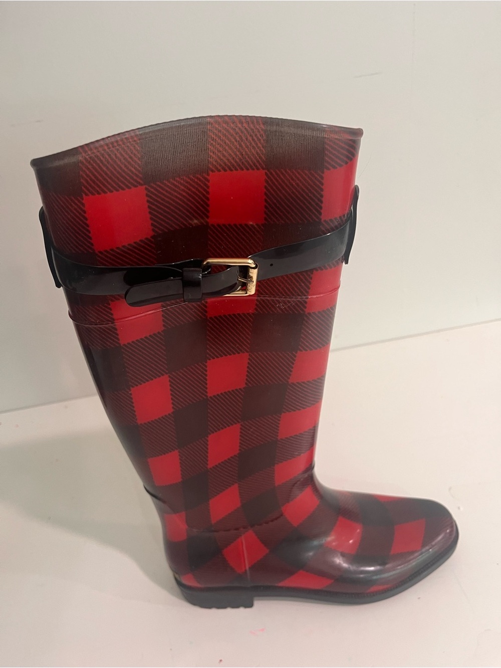 Lauren Ralph Lauren Red Black Buffalo Plaid Rain Boots Size 8 - Picture 7 of 13
